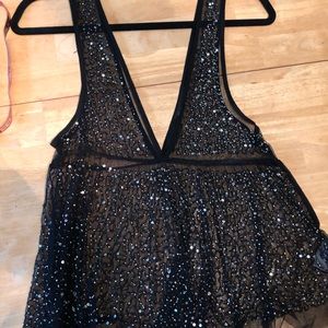 Urban Outfitters Black Embellished Tank EUC✨